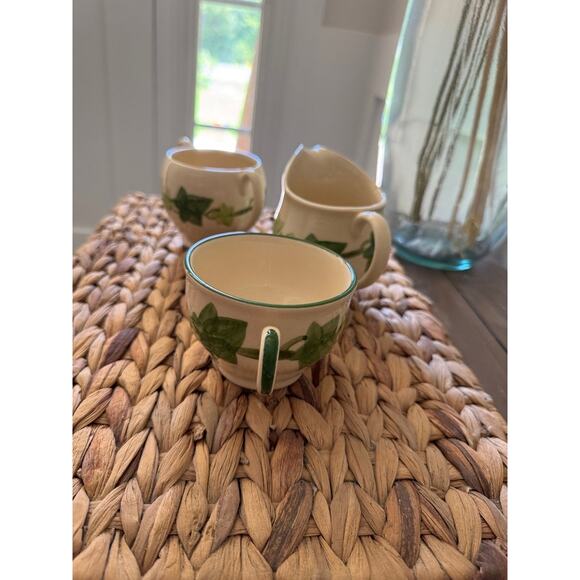 Franciscan Ivy Creamer, Sugar Bowl and Cup Set of Three Vintage Earthenware - Picture 4 of 5